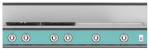 Hestan KRT484GDNGTQ 48" 4-Burner Rangetop With 24" Griddle - Natural Gas - Turquoise / Bora Bora Gas natural gas range with griddle