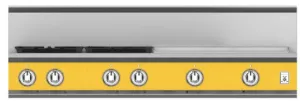 Hestan KRT484GDNGYW 48" 4-Burner Rangetop With 24" Griddle - Natural Gas - Yellow / Sol Cooktops 5 burner cooktops sale