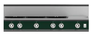 Hestan KRT485GDLPGR 48" 5-Burner Rangetop With 12" Griddle - Liquid Propane - Green / Grove Gas natural gas range with griddle