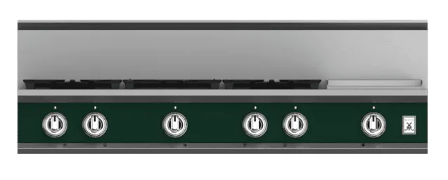 Hestan KRT485GDLPGR 48" 5-Burner Rangetop With 12" Griddle - Liquid Propane - Green / Grove Gas natural gas range with griddle