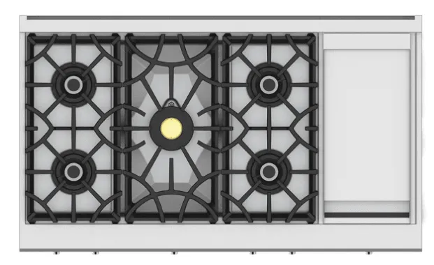 Hestan KRT485GDNGPP 48" 5-Burner Rangetop With 12" Griddle - Natural Gas - Purple / Lush
