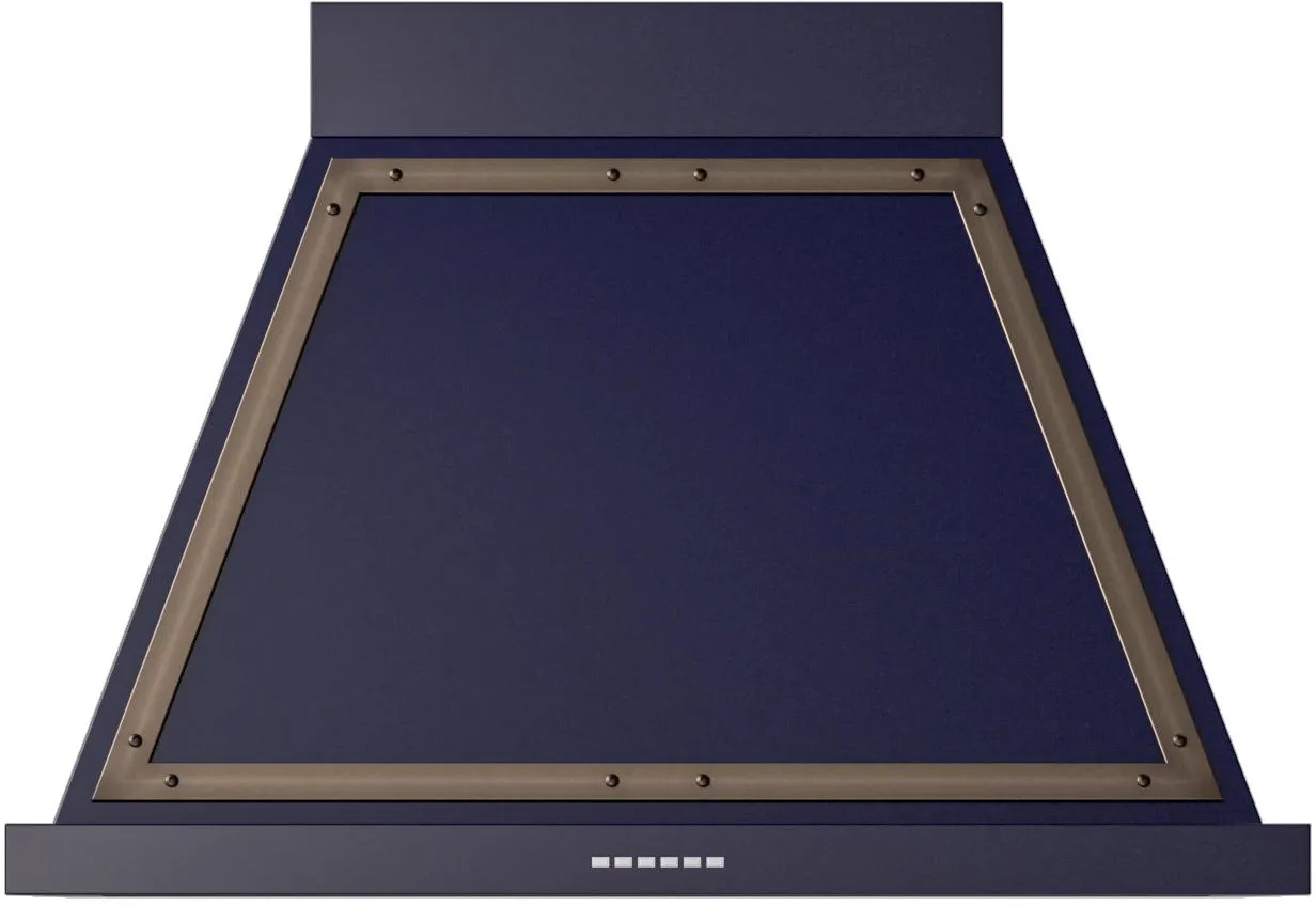 Ilve UANB36MBB Ilve Uanb36Mbb Nostalgie 36" Hood In Midnight Blue With Bronze Trim Ventilation Range Hoods high suction kitchen exhaust hood