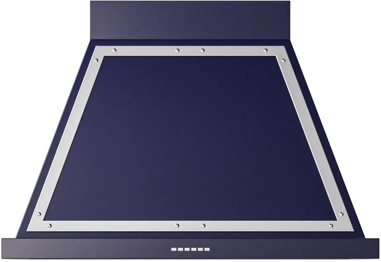 Ilve UANB36MBC Ilve Uanb36Mbc Nostalgie 36" Hood In Midnight Blue With Chrome Trim Ventilation Range Hoods high suction kitchen exhaust hood