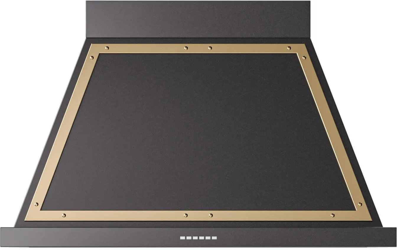 Ilve UANB40BKG Ilve Uanb40Bkg Nostalgie 40" Hood In Glossy Black With Brass Trim Ventilation Range Hoods high suction kitchen exhaust hood