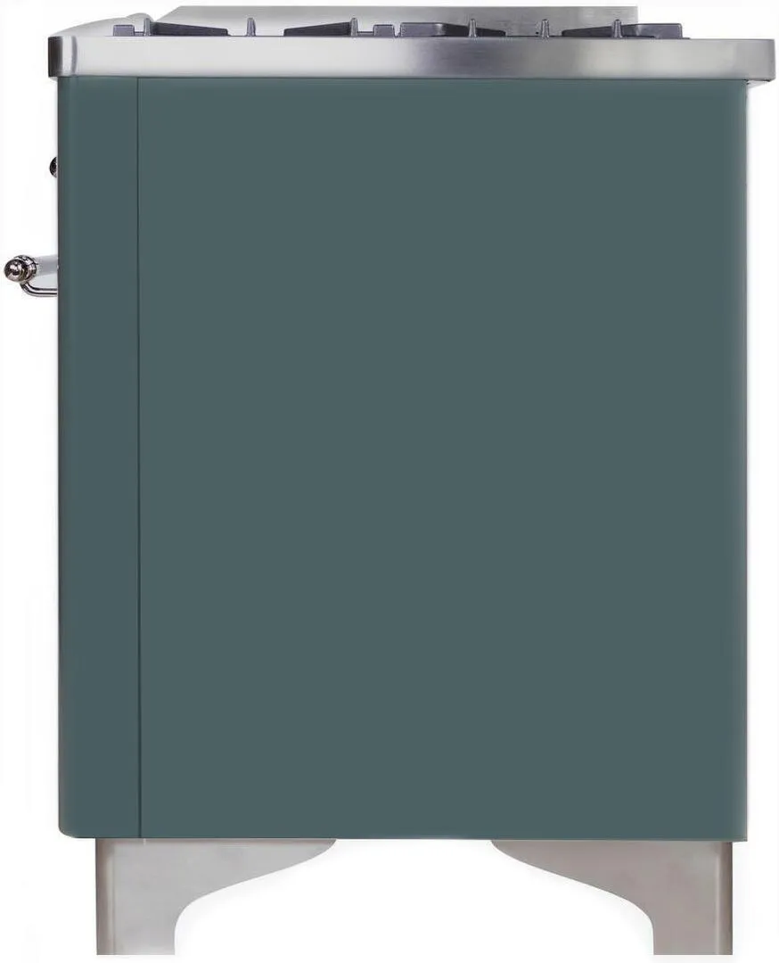 Ilve UM09FDNS3BGCLP Majestic Ii 36 Inch Dual Fuel Liquid Propane Freestanding Range In Blue Grey With Chrome Trim