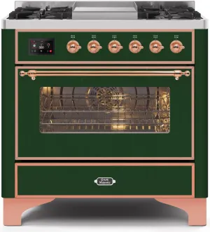 Ilve UM09FDNS3EGPLP Majestic Ii 36 Inch Dual Fuel Liquid Propane Freestanding Range In Emerald Green With Copper Trim Freestanding Ranges freestanding dual fuel range 30 inch