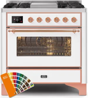 Ilve UM09FDNS3RAPLP Majestic Ii 36 Inch Dual Fuel Liquid Propane Freestanding Range In Custom Ral Color With Copper Trim Professional Ranges 6 burner professional gas range