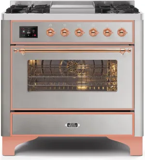 Ilve UM09FDNS3SSPLP Majestic Ii 36 Inch Dual Fuel Liquid Propane Freestanding Range In Stainless Steel With Copper Trim Freestanding Ranges freestanding dual fuel range 30 inch