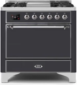 Ilve UM09FDQNS3MGCLP Majestic Ii 36 Inch Dual Fuel Liquid Propane Freestanding Range In Matte Graphite With Chrome Trim Freestanding Ranges freestanding dual fuel range 30 inch