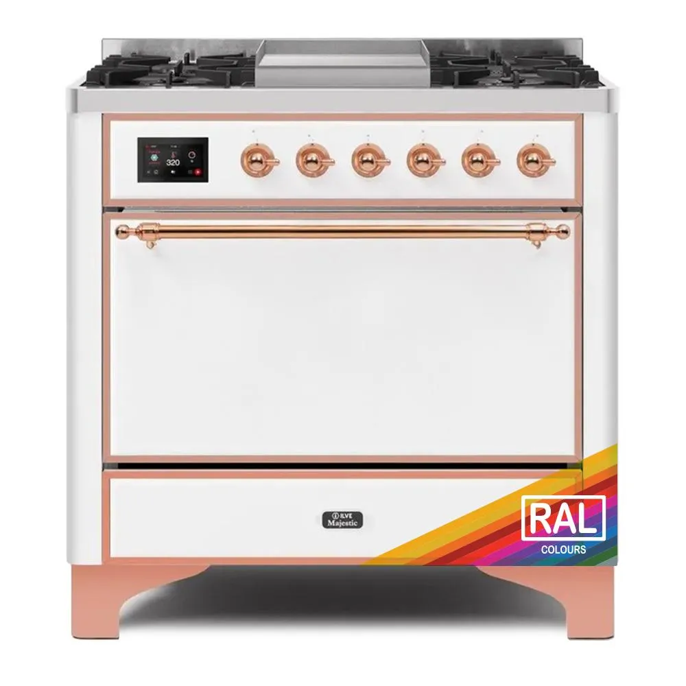 Ilve UM09FDQNS3RAPLP Ilve Majestic Ii 36 Um09Fdqns3Rap Freestanding Dual Fuel Range With 6 Sealed Burners Yes Single Oven With Solid Door In Ral Color With Copper Knobs Freestanding Ranges freestanding dual fuel range 30 inch