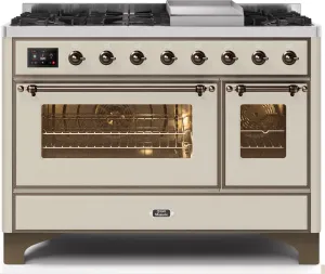 Ilve UM12FDNS3AWB Majestic Ii 48 Inch Dual Fuel Natural Gas Freestanding Range In Antique White With Bronze Trim Freestanding Ranges freestanding dual fuel range 30 inch
