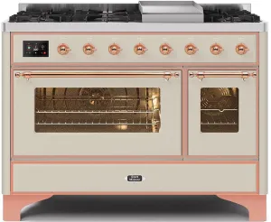 Ilve UM12FDNS3AWPLP Majestic Ii 48 Inch Dual Fuel Liquid Propane Freestanding Range In Antique White With Copper Trim Freestanding Ranges freestanding dual fuel range 30 inch
