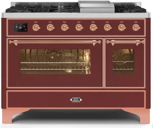 Ilve UM12FDNS3BUP Majestic Ii 48 Inch Dual Fuel Natural Gas Freestanding Range In Burgundy With Copper Trim Freestanding Ranges freestanding dual fuel range 30 inch