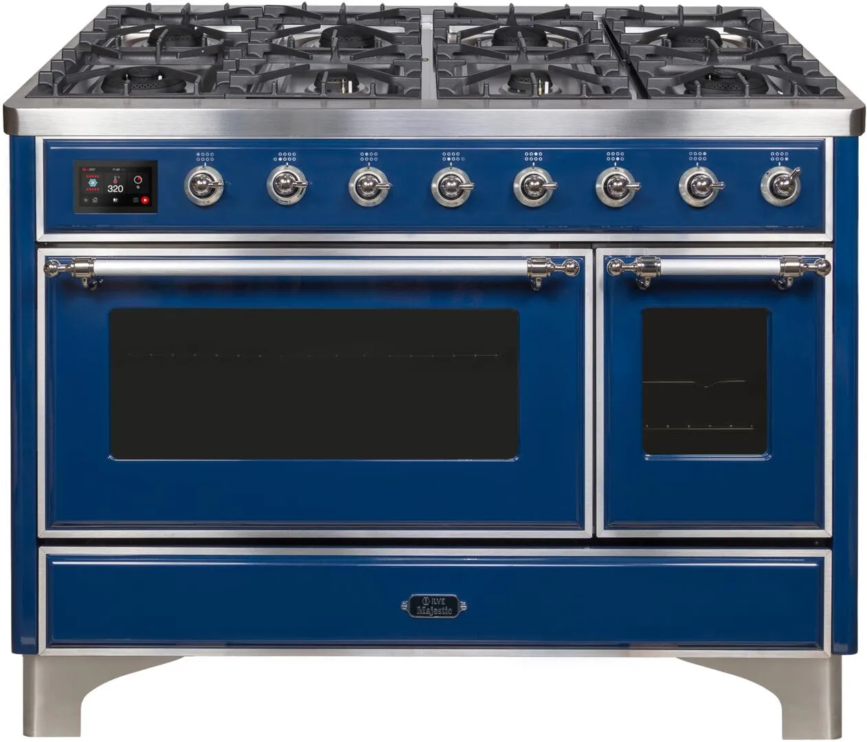 Ilve UM12FDNS3MBC Majestic Ii 48 Inch Dual Fuel Natural Gas Freestanding Range In Blue With Chrome Trim Freestanding Ranges freestanding dual fuel range 30 inch