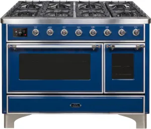 Ilve UM12FDNS3MBC Majestic Ii 48 Inch Dual Fuel Natural Gas Freestanding Range In Blue With Chrome Trim Freestanding Ranges freestanding dual fuel range 30 inch