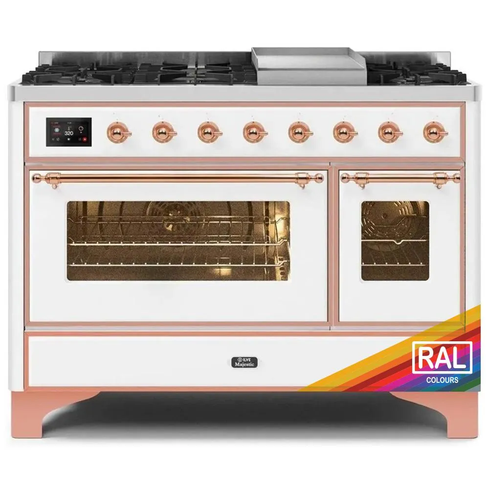 Ilve UM12FDNS3RAPLP Ilve Majestic Ii 48 Um12Fdns3Rap Freestanding Dual Fuel Range With 8 Sealed Burners Yes Double Oven With Triple Glass Door In Ral Color With Copper Knobs Freestanding Ranges freestanding dual fuel range 30 inch