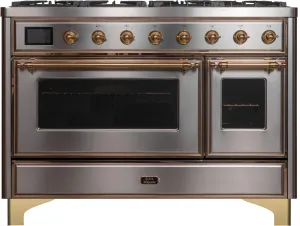 Ilve UM12FDNS3SSGLP Majestic Ii 48 Inch Dual Fuel Liquid Propane Freestanding Range In Stainless Steel With Brass Trim Freestanding Ranges freestanding dual fuel range 30 inch
