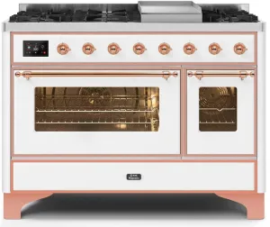 Ilve UM12FDNS3WHPLP Majestic Ii 48 Inch Dual Fuel Liquid Propane Freestanding Range In White With Copper Trim Freestanding Ranges freestanding dual fuel range 30 inch