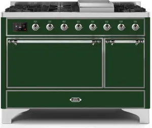 Ilve UM12FDQNS3EGCLP Majestic Ii 48 Inch Dual Fuel Liquid Propane Freestanding Range In Emerald Green With Chrome Trim Freestanding Ranges freestanding dual fuel range 30 inch