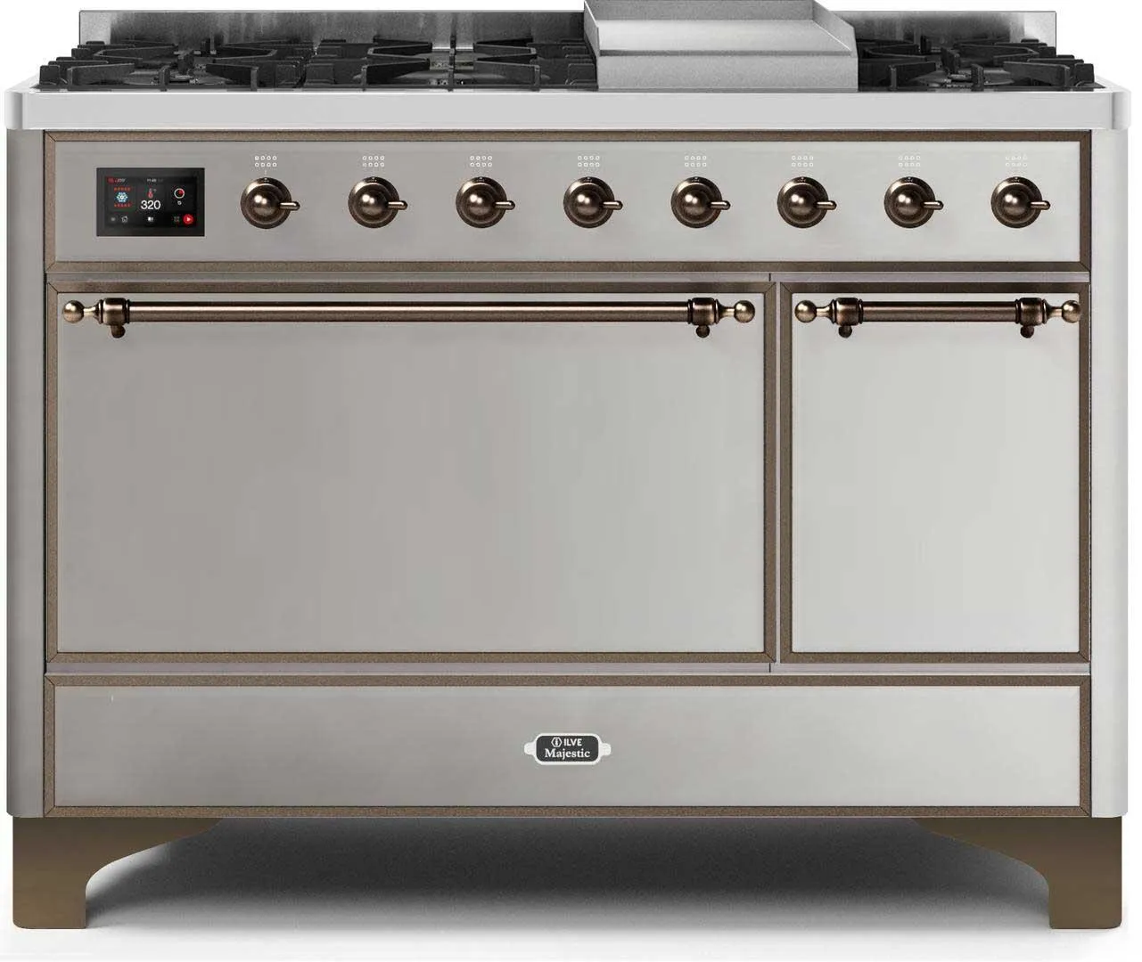 Ilve UM12FDQNS3SSBLP Majestic Ii 48 Inch Dual Fuel Liquid Propane Freestanding Range In Stainless Steel With Bronze Trim Freestanding Ranges freestanding dual fuel range 30 inch