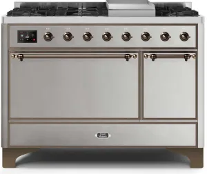 Ilve UM12FDQNS3SSBLP Majestic Ii 48 Inch Dual Fuel Liquid Propane Freestanding Range In Stainless Steel With Bronze Trim Freestanding Ranges freestanding dual fuel range 30 inch