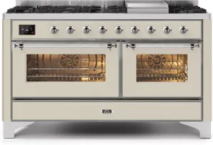 Ilve UM15FDNS3AWC Majestic Ii 60 Inch Dual Fuel Natural Gas Freestanding Range In Antique White With Chrome Trim Freestanding Ranges freestanding dual fuel range 30 inch