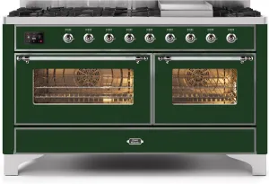 Ilve UM15FDNS3EGCLP Majestic Ii 60 Inch Dual Fuel Liquid Propane Freestanding Range In Emerald Green With Chrome Trim Freestanding Ranges freestanding dual fuel range 30 inch