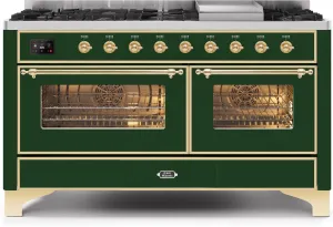 Ilve UM15FDNS3EGG Majestic Ii 60 Inch Dual Fuel Natural Gas Freestanding Range In Emerald Green With Brass Trim Freestanding Ranges freestanding dual fuel range 30 inch