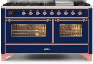 Ilve UM15FDNS3MBPLP Majestic Ii 60 Inch Dual Fuel Liquid Propane Freestanding Range In Blue With Copper Trim Freestanding Ranges freestanding dual fuel range 30 inch