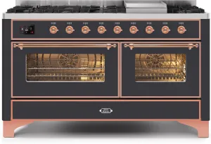 Ilve UM15FDNS3MGP Majestic Ii 60 Inch Dual Fuel Natural Gas Freestanding Range In Matte Graphite With Copper Trim Freestanding Ranges freestanding dual fuel range 30 inch