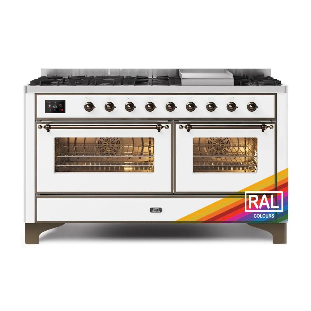 Ilve UM15FDNS3RAB Ilve Majestic Ii 60 Um15Fdns3Rab Freestanding Dual Fuel Range With 9 Sealed Burners Yes Double Oven With Triple Glass Door In Ral Color With Bronze Knobs Freestanding Ranges freestanding dual fuel range 30 inch