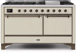 Ilve UM15FDQNS3AWP Majestic Ii 60 Inch Dual Fuel Natural Gas Freestanding Range In Antique White With Copper Trim Freestanding Ranges freestanding dual fuel range 30 inch