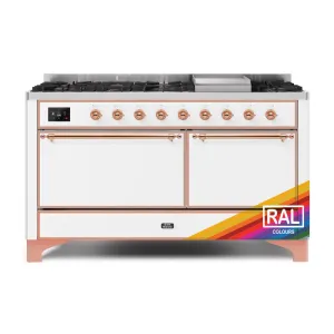 Ilve UM15FDQNS3RAPLP Ilve Majestic Ii 60 Um15Fdqns3Rap Freestanding Dual Fuel Range With 9 Sealed Burners Yes Double Oven With Solid Door In Ral Color With Copper Knobs Freestanding Ranges freestanding dual fuel range 30 inch