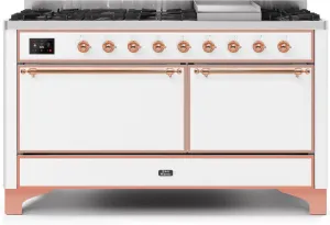 Ilve UM15FDQNS3WHP Majestic Ii 60 Inch Dual Fuel Natural Gas Freestanding Range In White With Copper Trim Freestanding Ranges freestanding dual fuel range 30 inch