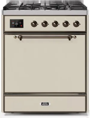 Ilve UM30DQNE3AWBLP Majestic Ii 30 Inch Dual Fuel Liquid Propane Freestanding Range In Antique White With Bronze Trim Freestanding Ranges freestanding dual fuel range 30 inch