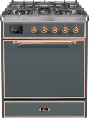Ilve UM30DQNE3BGPLP Majestic Ii 30 Inch Dual Fuel Liquid Propane Freestanding Range In Blue Grey With Copper Trim Freestanding Ranges freestanding dual fuel range 30 inch