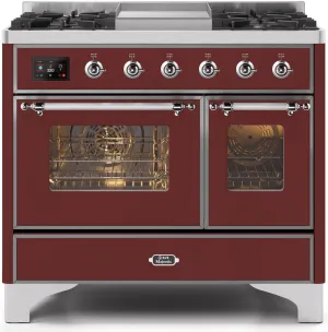 Ilve UMD10FDNS3BUCLP Majestic Ii 40 Inch Dual Fuel Liquid Propane Freestanding Range In Burgundy With Chrome Trim Freestanding Ranges freestanding dual fuel range 30 inch