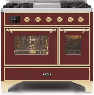 Ilve UMD10FDNS3BUGLP Majestic Ii 40 Inch Dual Fuel Liquid Propane Freestanding Range In Burgundy With Brass Trim Freestanding Ranges freestanding dual fuel range 30 inch