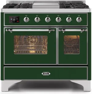 Ilve UMD10FDNS3EGC Majestic Ii 40 Inch Dual Fuel Natural Gas Freestanding Range In Emerald Green With Chrome Trim Freestanding Ranges freestanding dual fuel range 30 inch