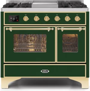 Ilve UMD10FDNS3EGG Majestic Ii 40 Inch Dual Fuel Natural Gas Freestanding Range In Emerald Green With Brass Trim Freestanding Ranges freestanding dual fuel range 30 inch