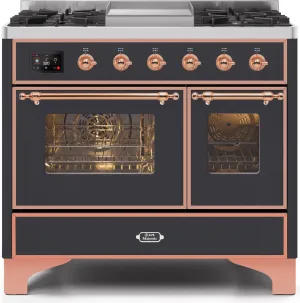 Ilve UMD10FDNS3MGP Majestic Ii 40 Inch Dual Fuel Natural Gas Freestanding Range In Matte Graphite With Copper Trim Freestanding Ranges freestanding dual fuel range 30 inch