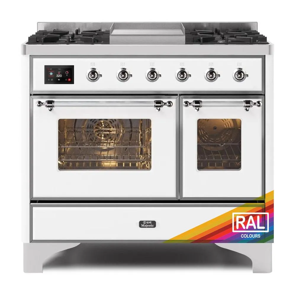 Ilve UMD10FDNS3RAC Ilve Majestic Ii 40 Umd10Fdns3Rac Freestanding Dual Fuel Range With 6 Sealed Burners Yes Double Oven With Triple Glass Door In Ral Color With Chrome Knobs Freestanding Ranges freestanding dual fuel range 30 inch