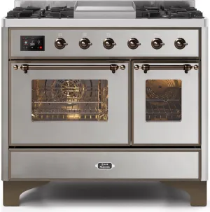 Ilve UMD10FDNS3SSB Majestic Ii 40 Inch Dual Fuel Natural Gas Freestanding Range In Stainless Steel With Bronze Trim Freestanding Ranges freestanding dual fuel range 30 inch