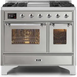 Ilve UMD10FDNS3SSC Majestic Ii 40 Inch Dual Fuel Natural Gas Freestanding Range In Stainless Steel With Chrome Trim Freestanding Ranges freestanding dual fuel range 30 inch