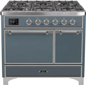 Ilve UMD10FDQNS3BGCLP Majestic Ii 40 Inch Dual Fuel Liquid Propane Freestanding Range In Blue Grey With Chrome Trim Freestanding Ranges freestanding dual fuel range 30 inch
