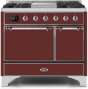 Ilve UMD10FDQNS3BUCLP Majestic Ii 40 Inch Dual Fuel Liquid Propane Freestanding Range In Burgundy With Chrome Trim Freestanding Ranges freestanding dual fuel range 30 inch