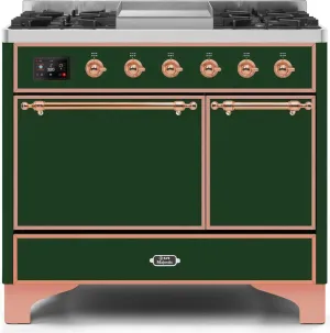 Ilve UMD10FDQNS3EGPLP Majestic Ii 40 Inch Dual Fuel Liquid Propane Freestanding Range In Emerald Green With Copper Trim Freestanding Ranges freestanding dual fuel range 30 inch