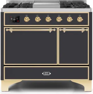 Ilve UMD10FDQNS3MGG Majestic Ii 40 Inch Dual Fuel Natural Gas Freestanding Range In Matte Graphite With Brass Trim Freestanding Ranges freestanding dual fuel range 30 inch