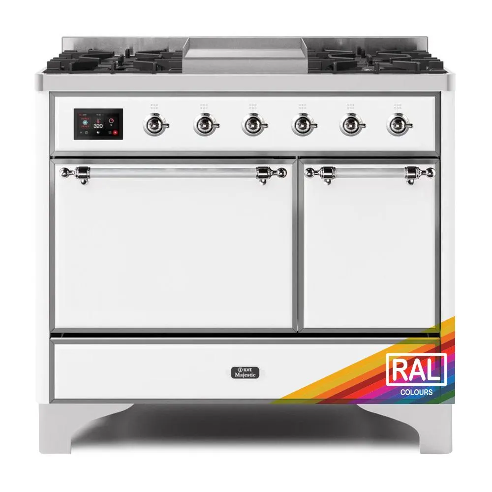 Ilve UMD10FDQNS3RAC Ilve Majestic Ii 40 Umd10Fdqns3Rac Freestanding Dual Fuel Range With 6 Sealed Burners Yes Double Oven With Solid Door In Ral Color With Chrome Knobs Freestanding Ranges freestanding dual fuel range 30 inch