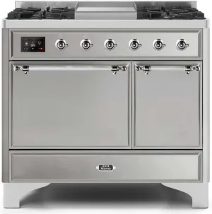 Ilve UMD10FDQNS3SSC Majestic Ii 40 Inch Dual Fuel Natural Gas Freestanding Range In Stainless Steel With Chrome Trim Freestanding Ranges freestanding dual fuel range 30 inch